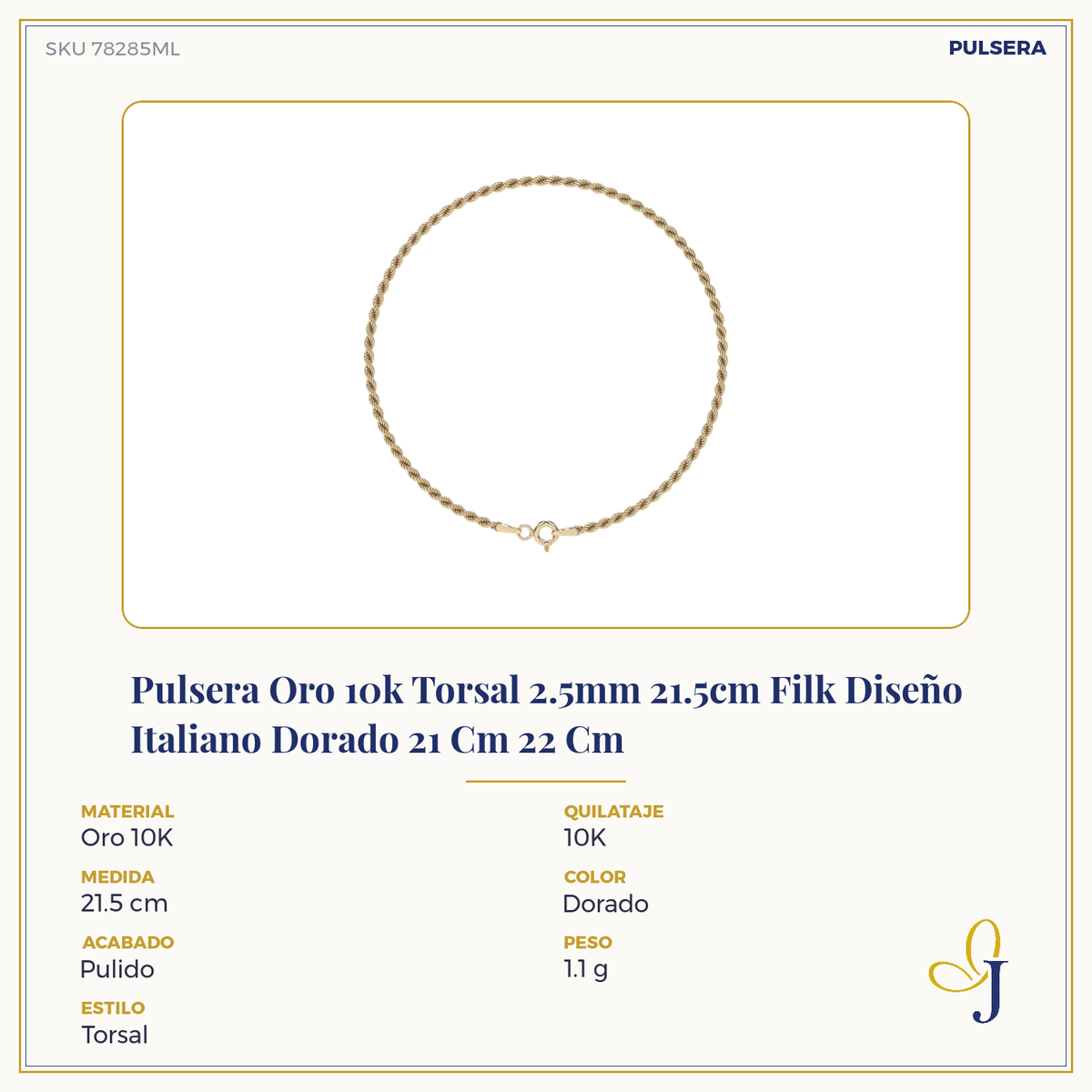 Pulsera de Oro 10K Mujer Estilo Torsal | Joyería Fina Italiana