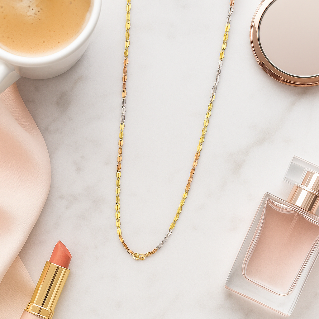 10k Italian Gold Chain, Coffee Bean, 40 cm, 1mm gauge