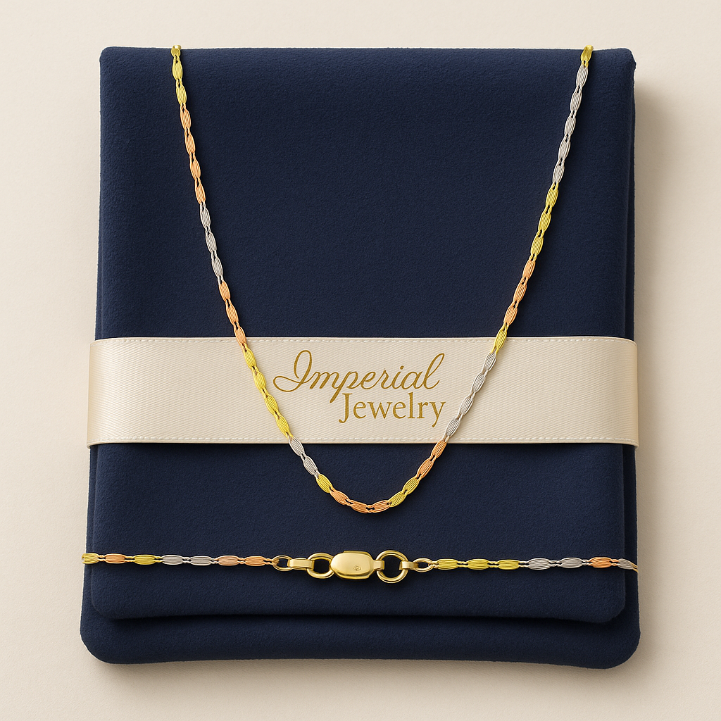 14k Italian Gold Chain, Coffee Bean Style, 50 cm