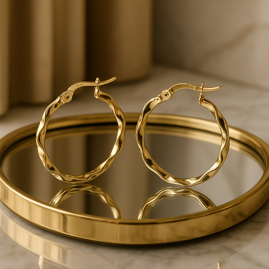 Arracada De Oro Italiana De 14k Torsida