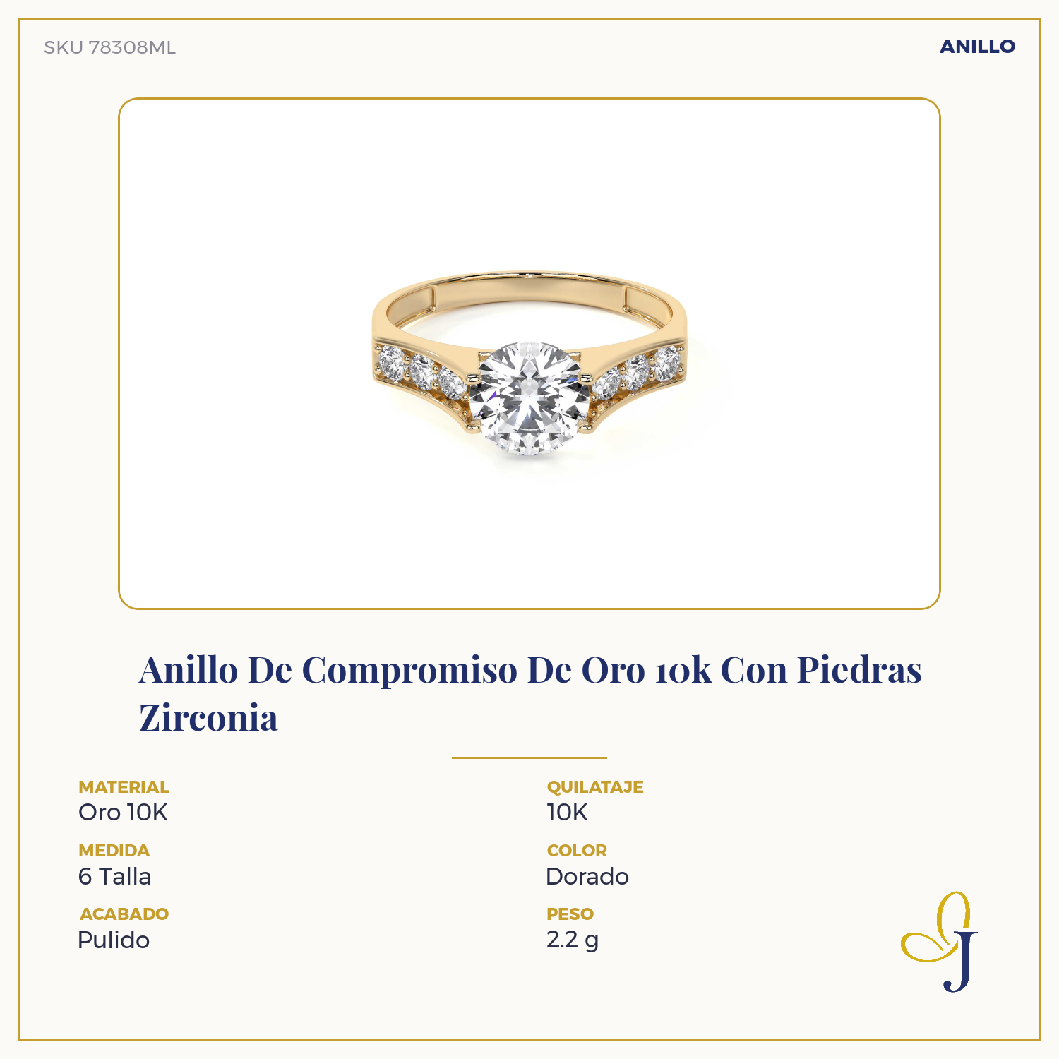 Anillo De Compromiso De Oro 10k Con Piedras Zirconia