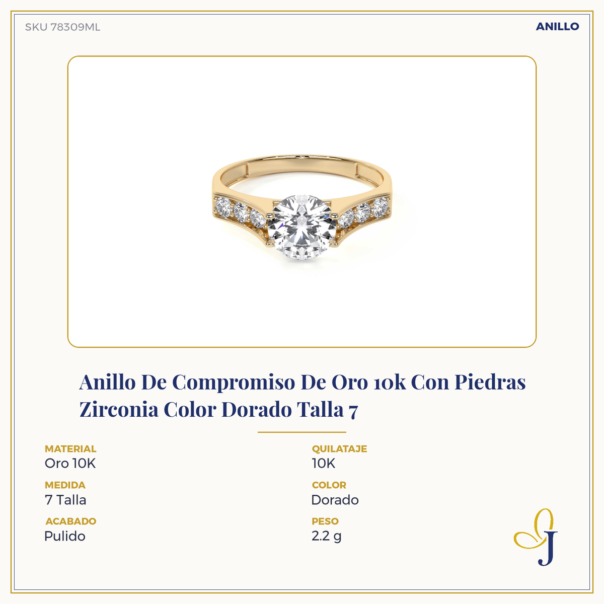 Anillo De Compromiso De Oro 10k Con Piedras Zirconia