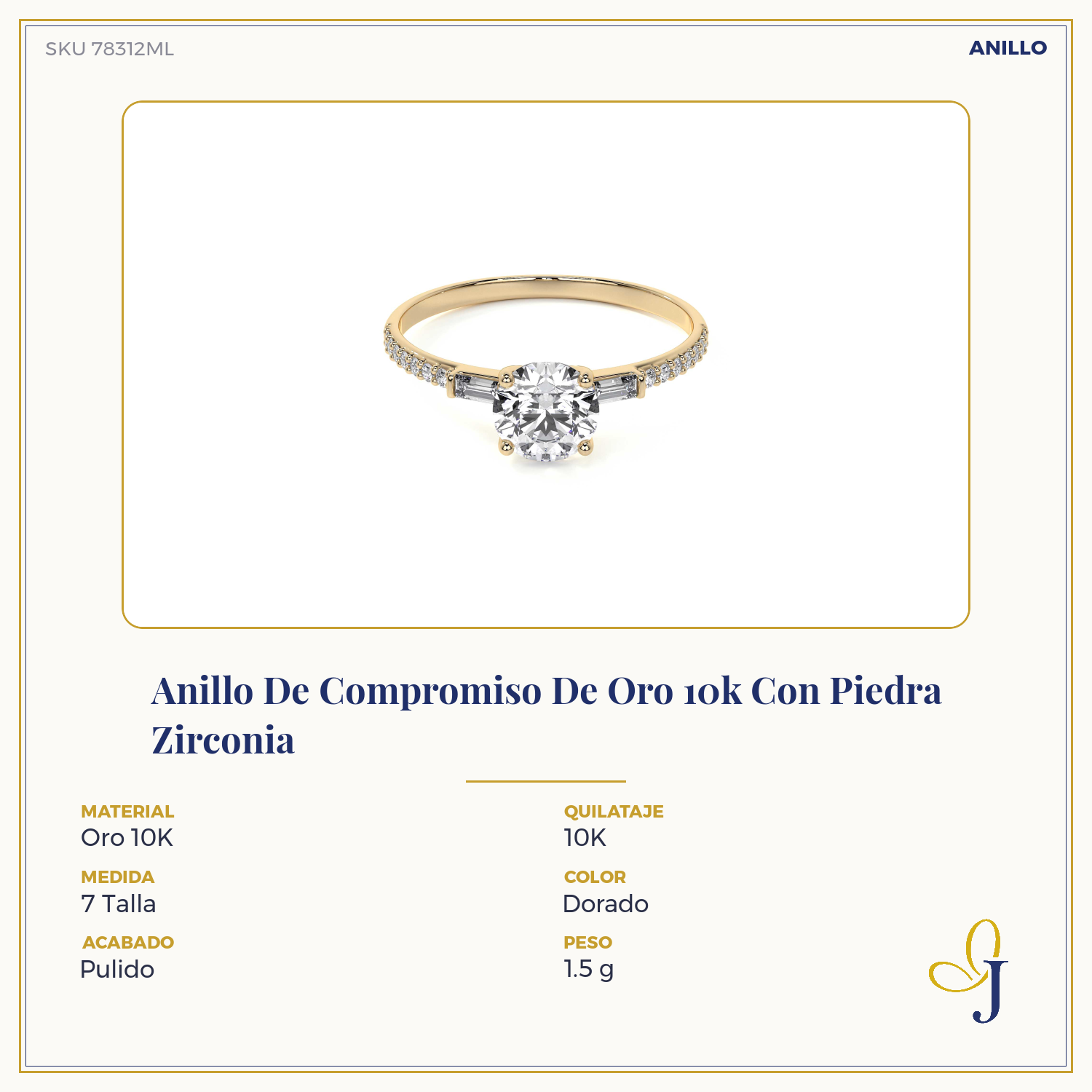 Anillo De Compromiso De Oro 10k Con Piedra Zirconia