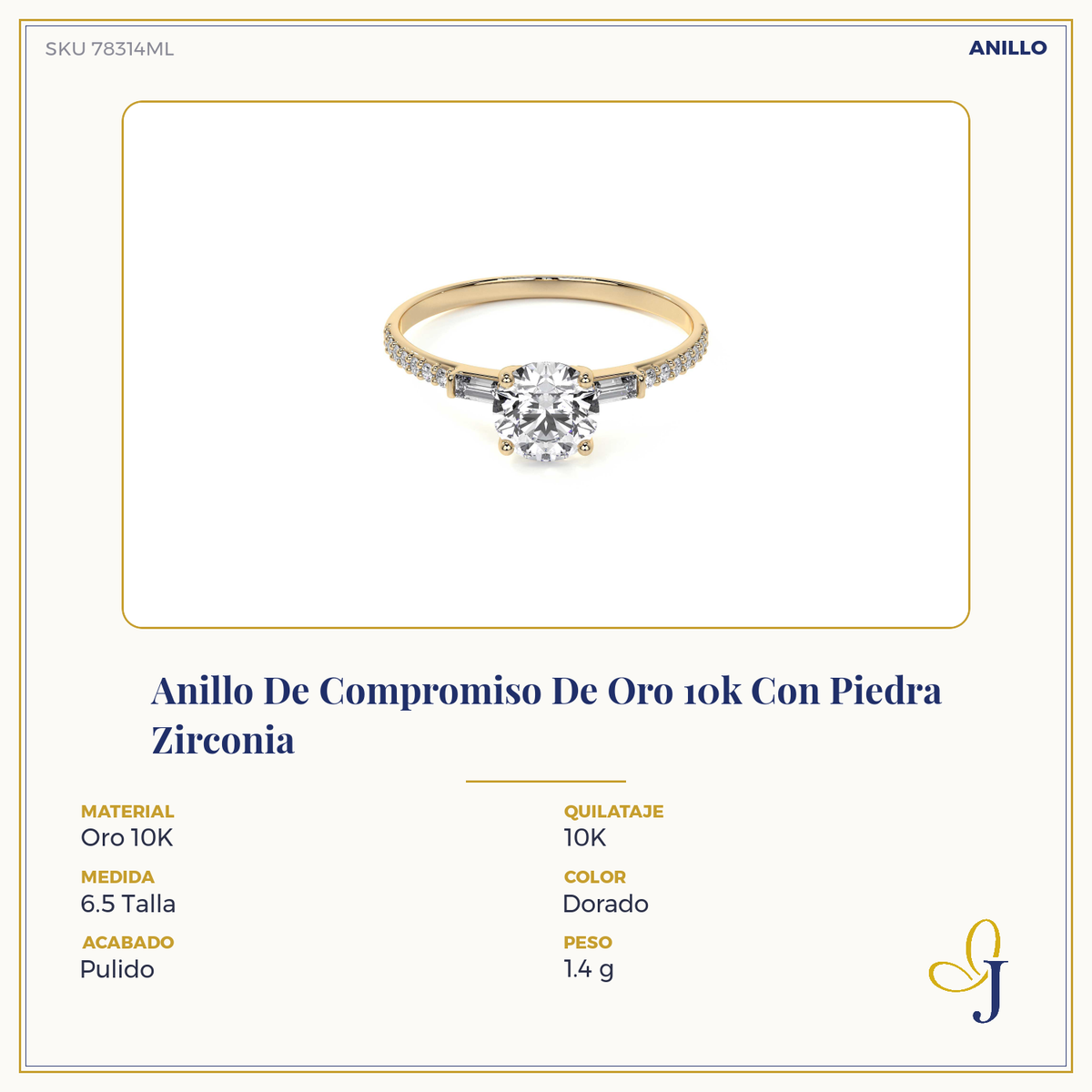 Anillo De Compromiso De Oro 10k Con Piedra Zirconia
