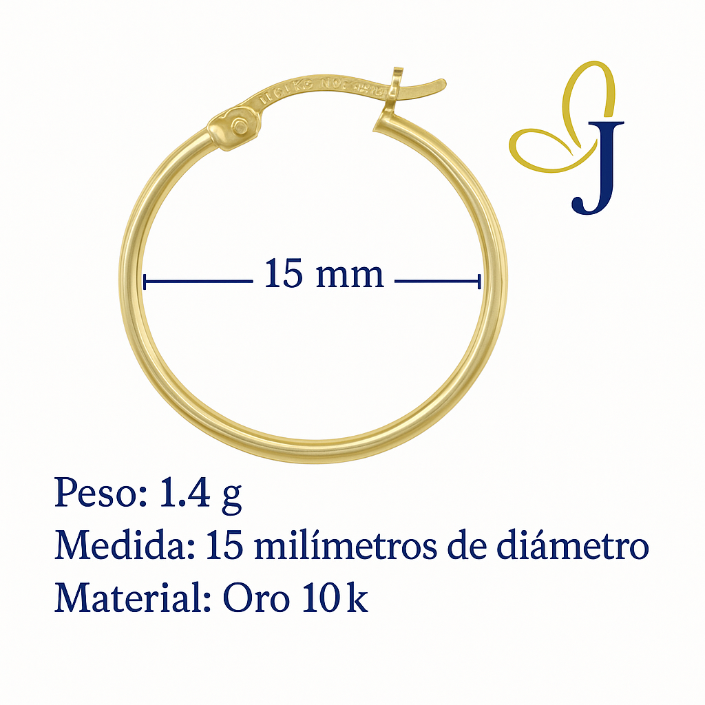 Arete Arracada De Oro 10k Lisa