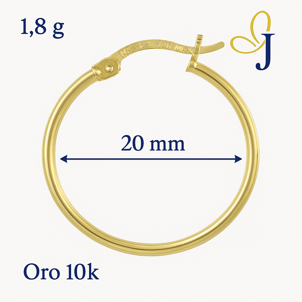 Arete Arracada De Oro 10k Lisa
