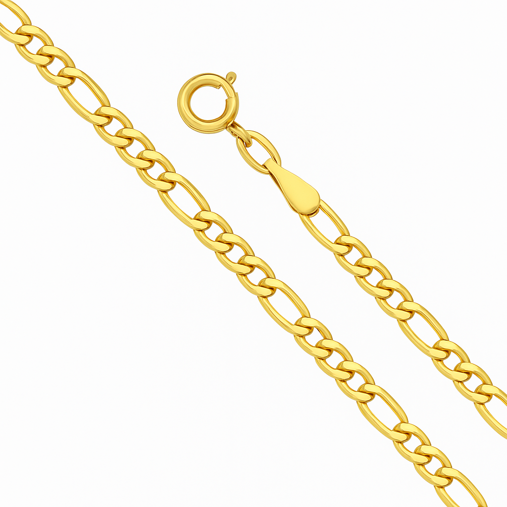 Italian Figaro 14k Gold Chain for Men 50cm Gauge 2.6mm