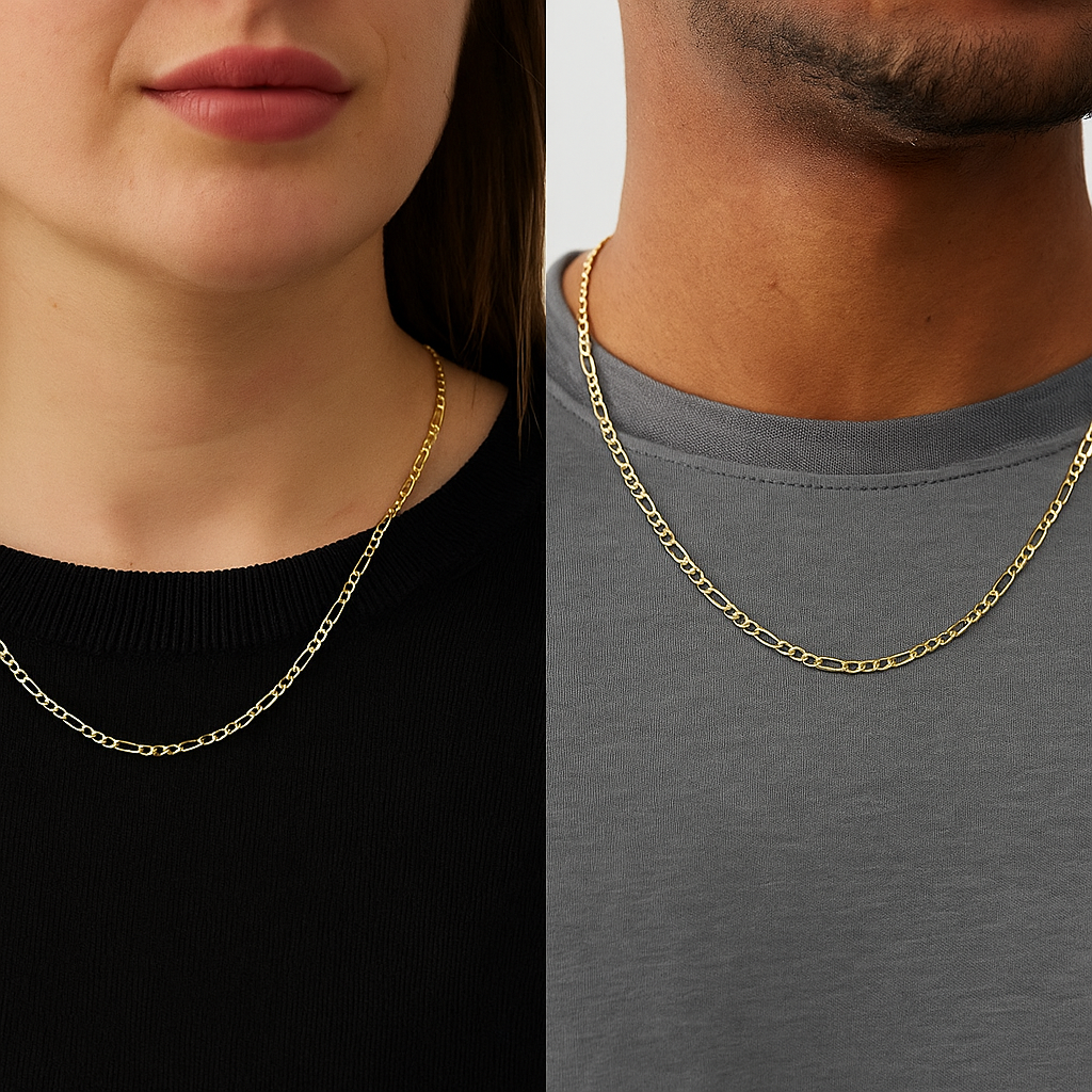 Italian Figaro 14k Gold Chain for Men 50cm Gauge 2.6mm