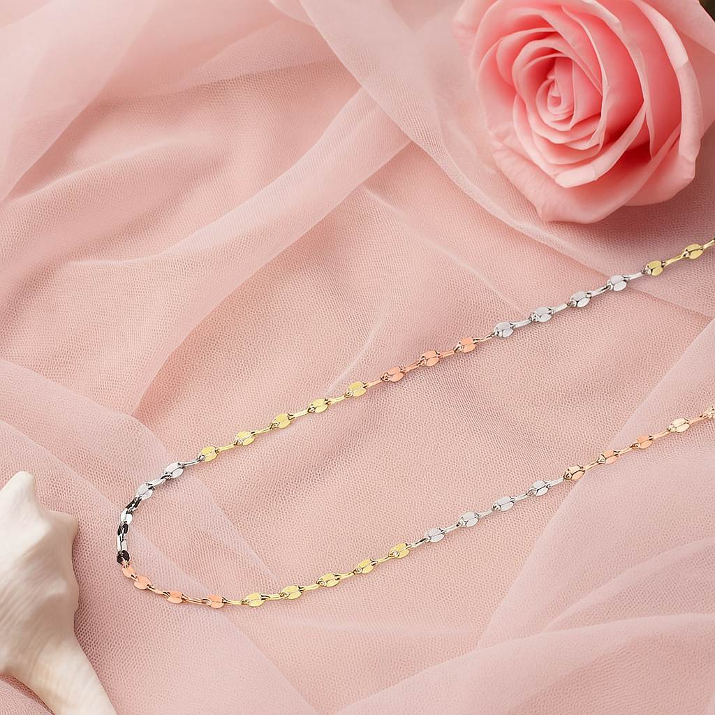 14k Italian Gold Chain, Coffee Bean Style, 50 cm