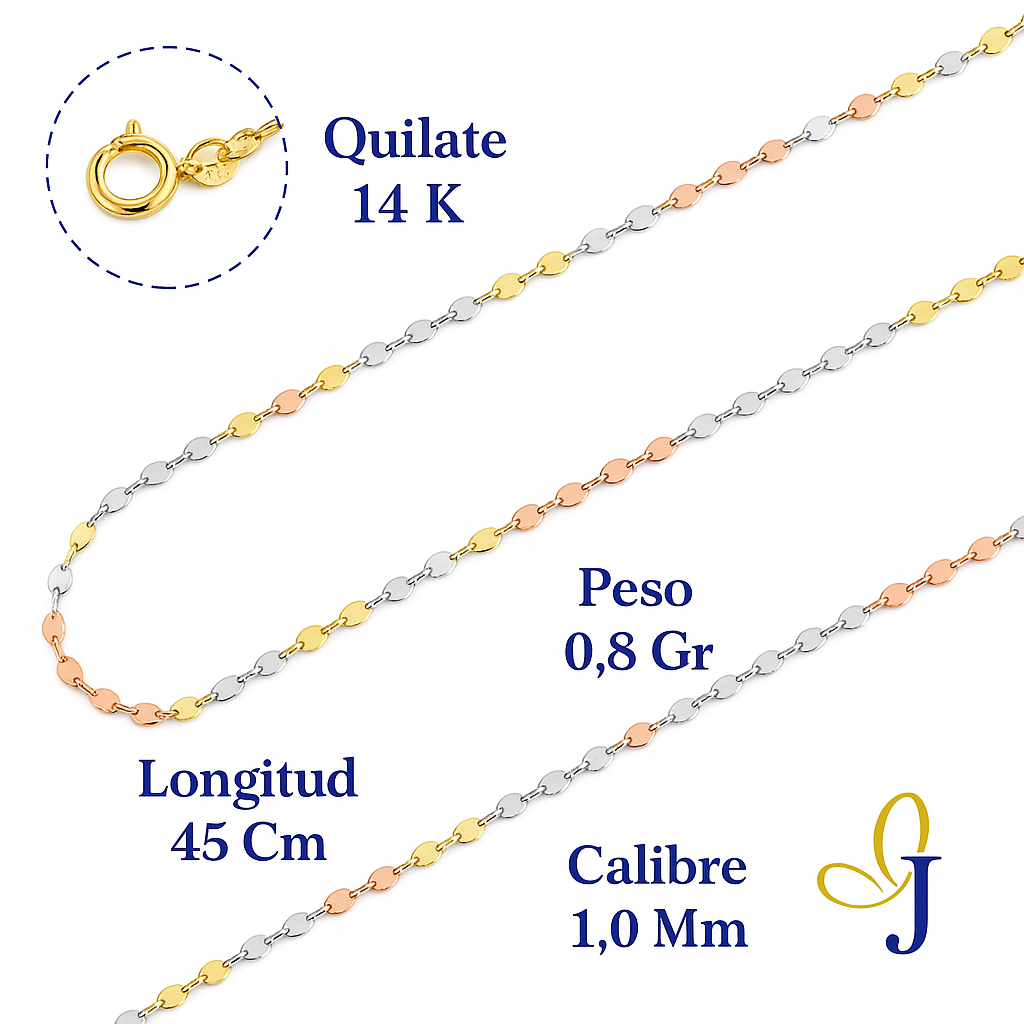 14k Italian Gold Chain, Coffee Bean Style, 50 cm