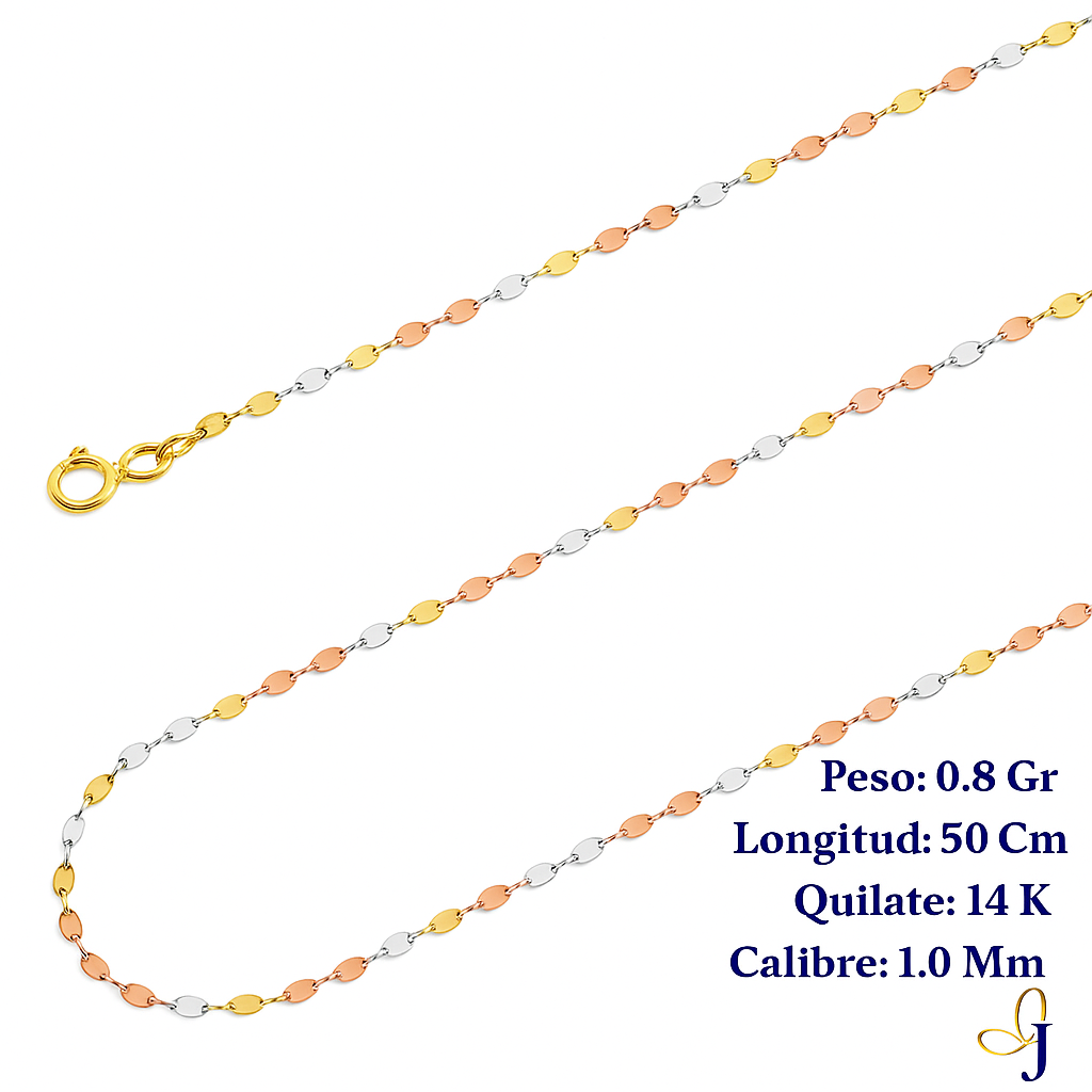 14k Italian Gold Chain, Coffee Bean Style, 50 cm