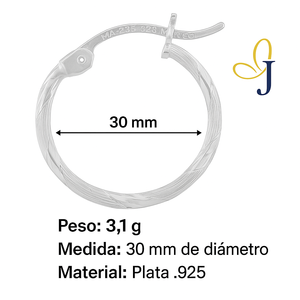 Arete Arracada Diamantada De Plata 925 Para Mujer Cordon Blue