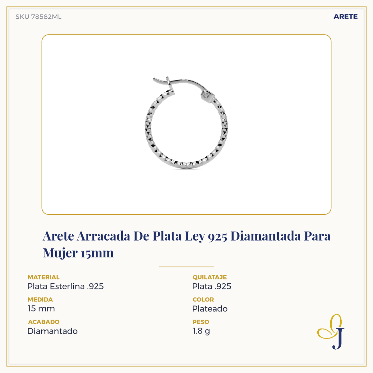 Arete Arracada De Plata 925 Diamantada Panal Para Mujer