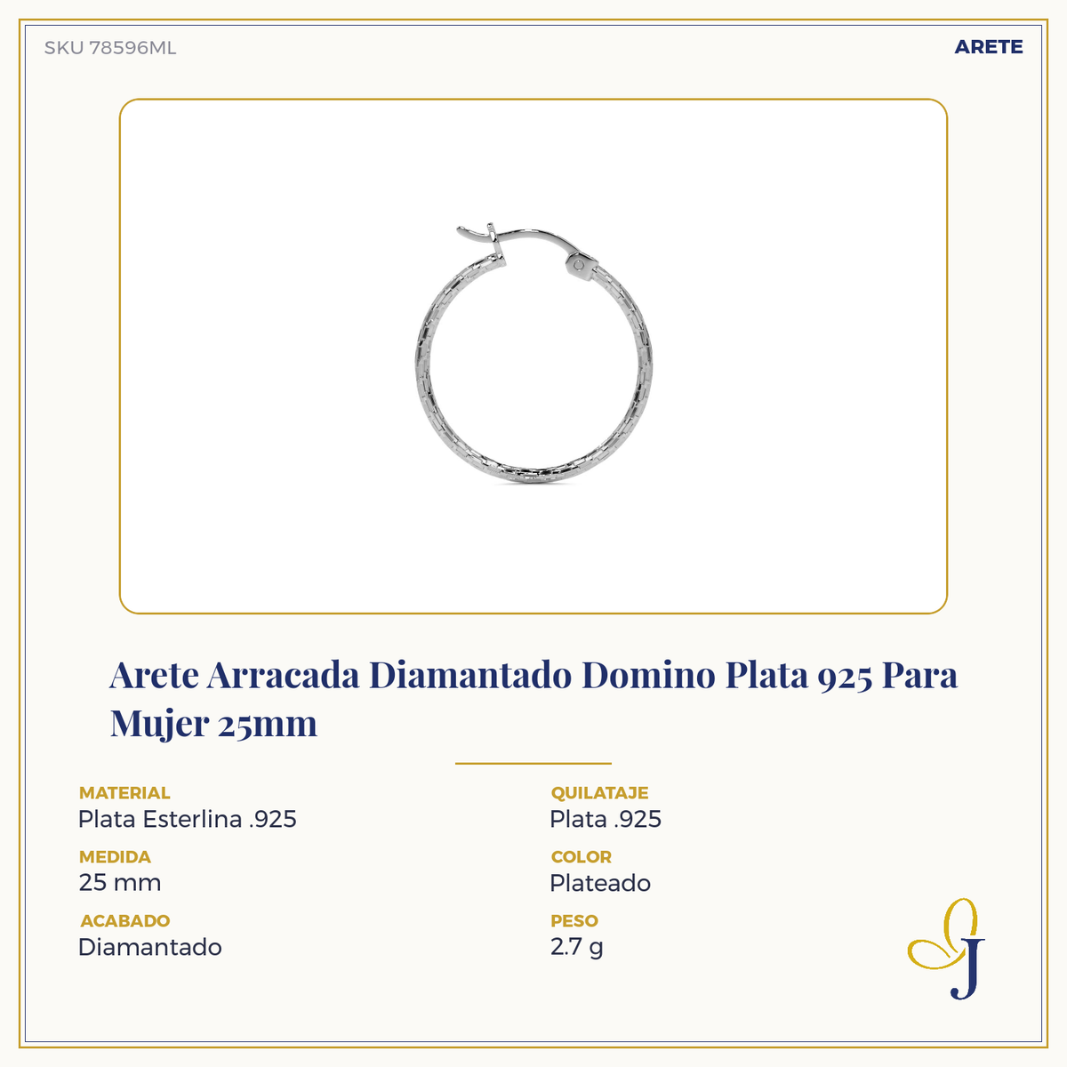 Arete Arracada Diamantada De Plata Ley 925 Para Mujer Estilo Domino