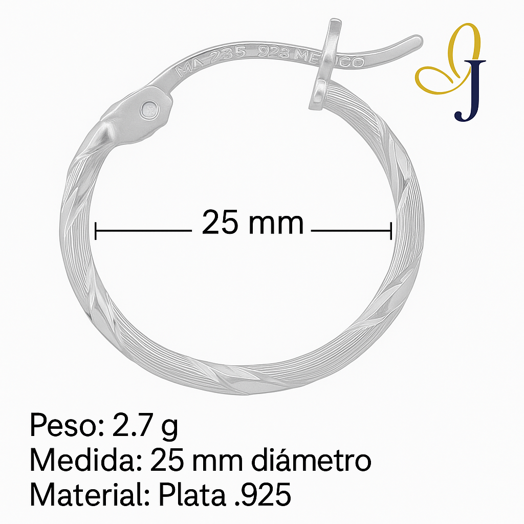 Arete Arracada Diamantada De Plata 925 Para Mujer Cordon Blue