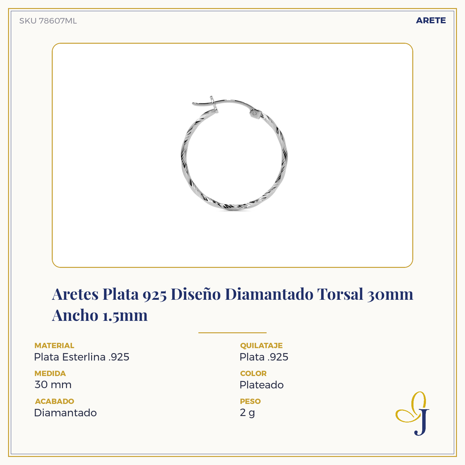 Arete De Plata 925 Extra ligero Para Mujer Con Diamantado Torsal
