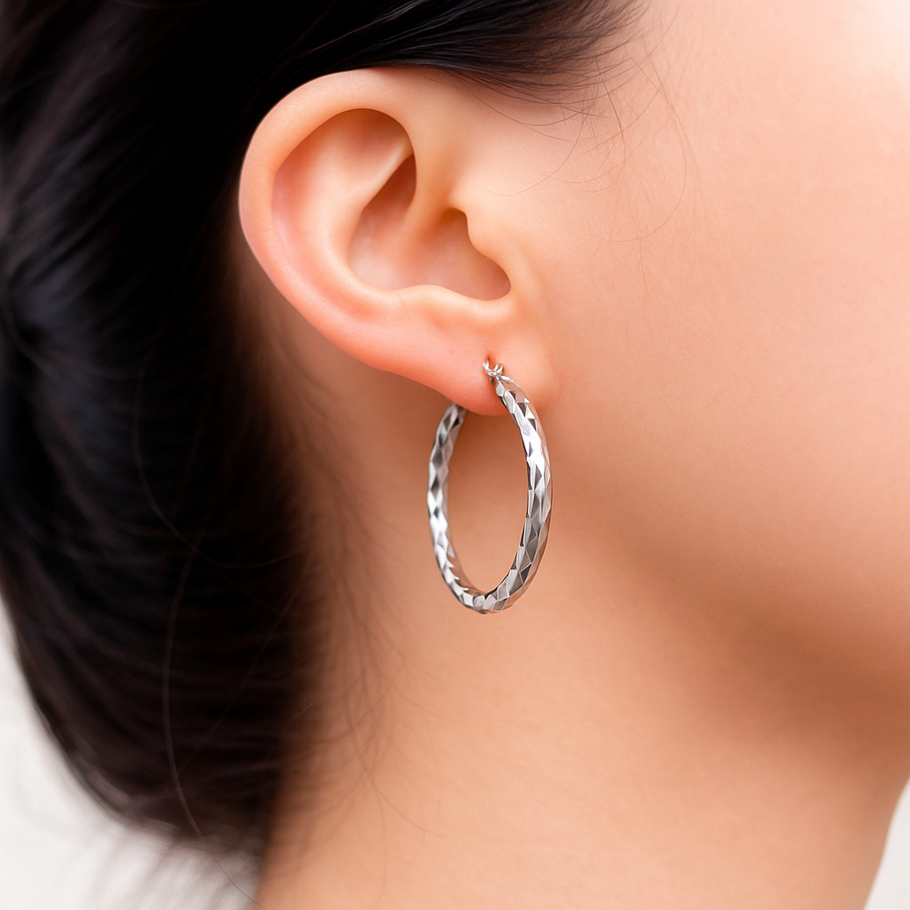 Arete Arracada Diamantada De Plata Ley 925 Para Mujer Confeti