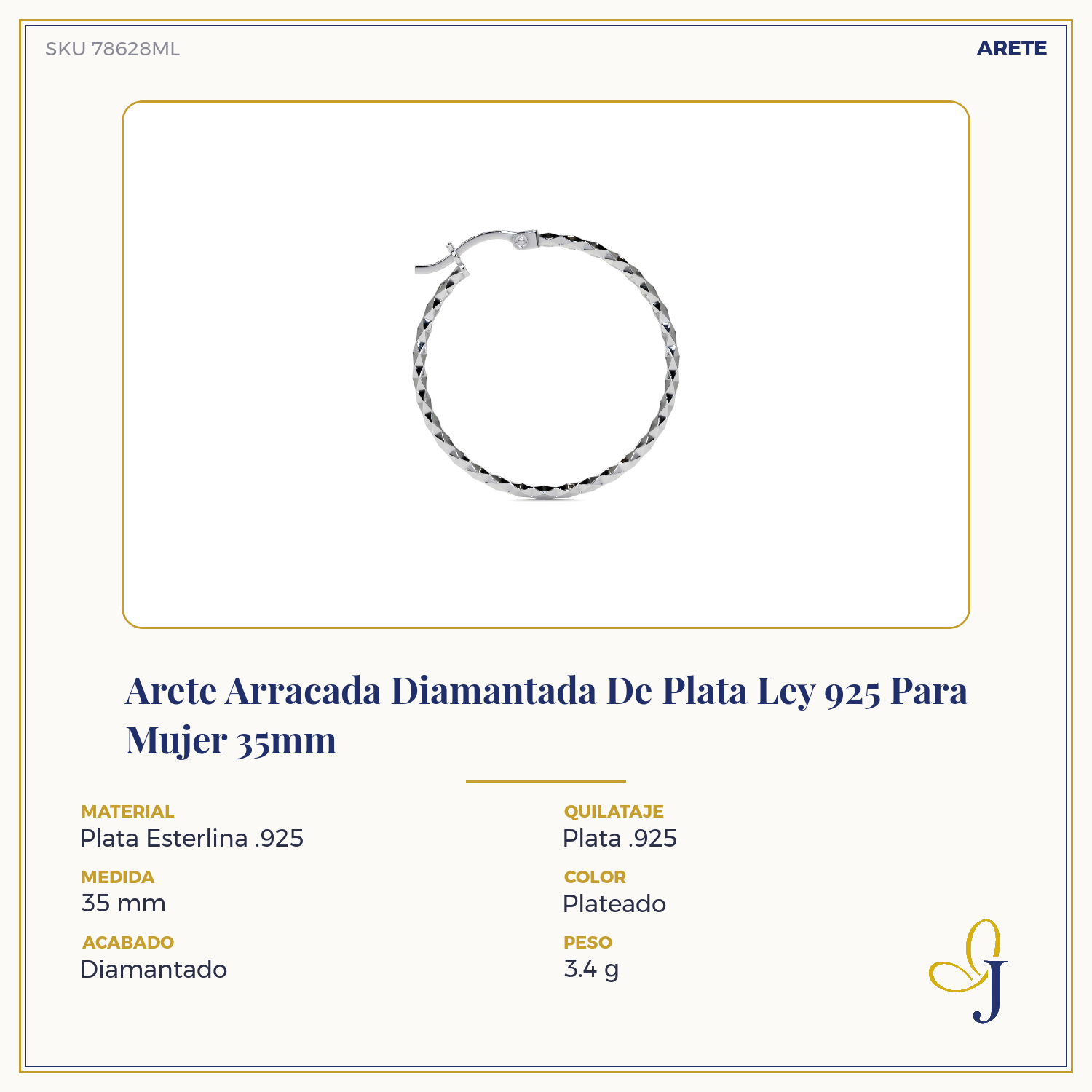 Arete Arracada Diamantada De Plata Ley 925 Para Mujer Confeti