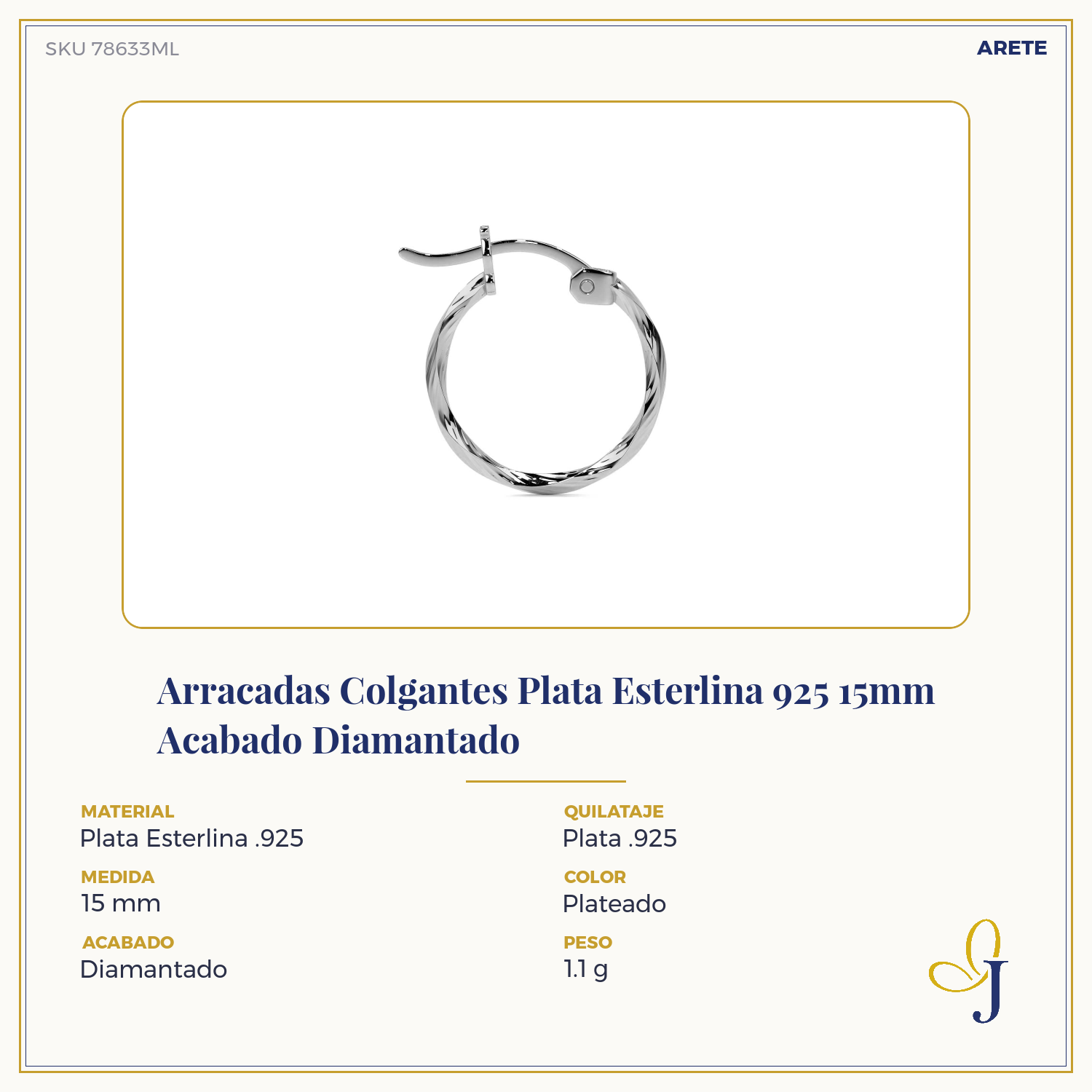Arete De Plata 925 Extra ligero Para Mujer Con Diamantado Torsal