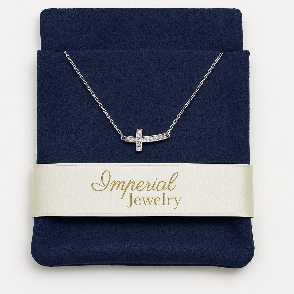 Cadena De Plata 925 Con Dije De Cruz Collar Mujer Brillante