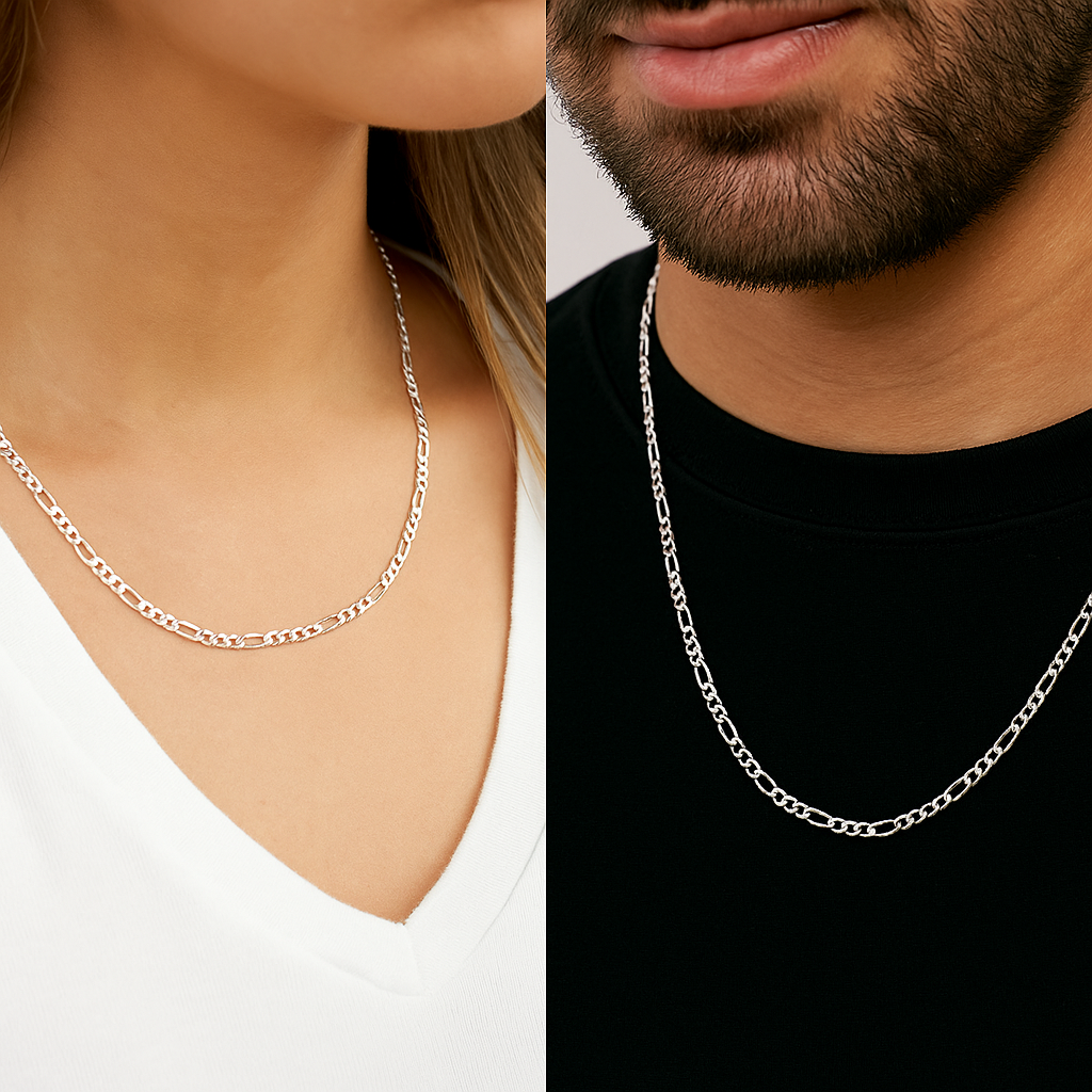 925 Silver Chain 3x1 Figaro Style 50 cm Gauge 6.1mm