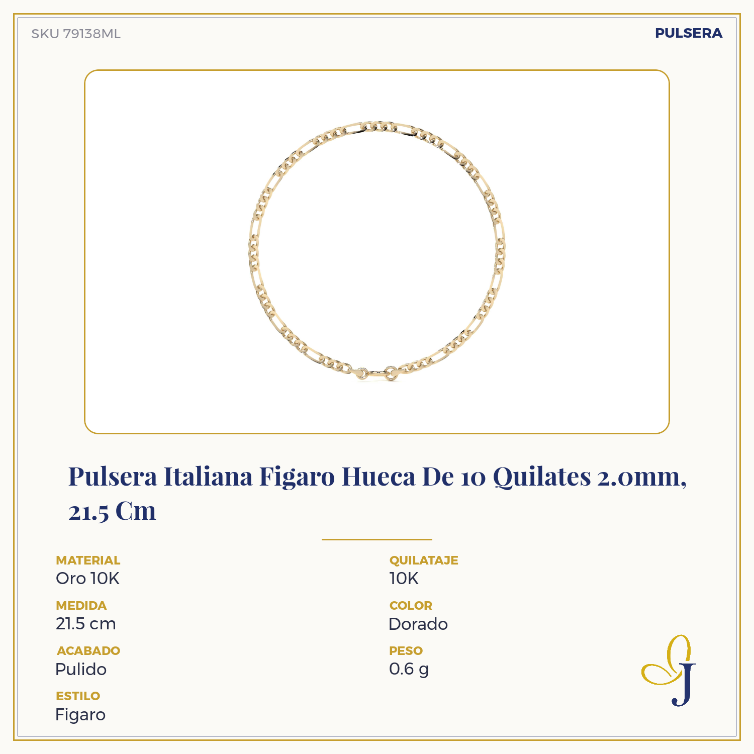 Pulsera Italiana Figaro Hueca De 10 Quilates 2.0mm