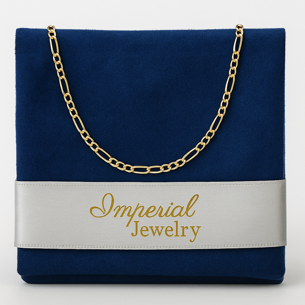 10k Italian Gold Chain, 3x1 Hollow Figaro Style, 40 cm