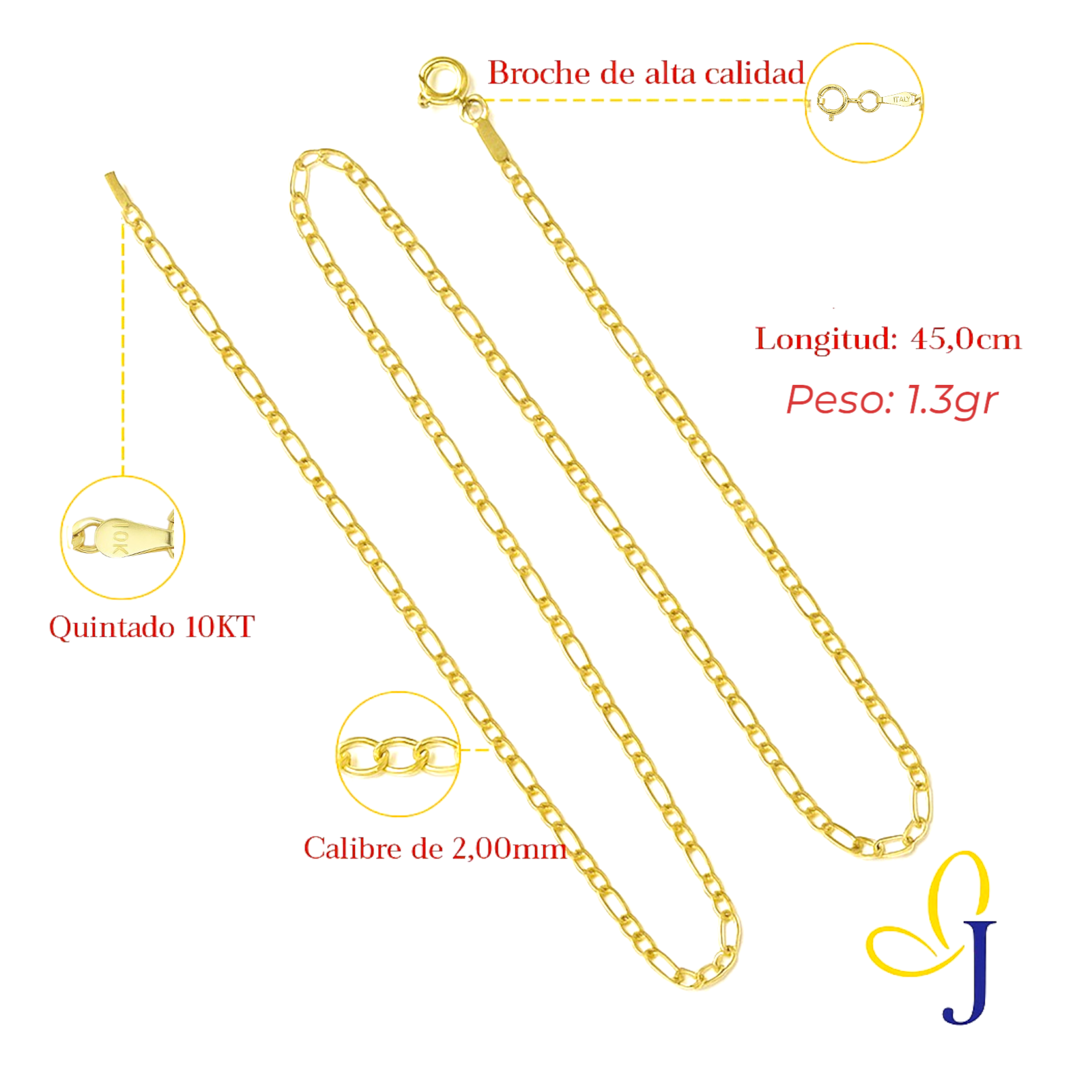 10k Gold Chain 3x1 Hollow Figaro Gauge 2.0mm