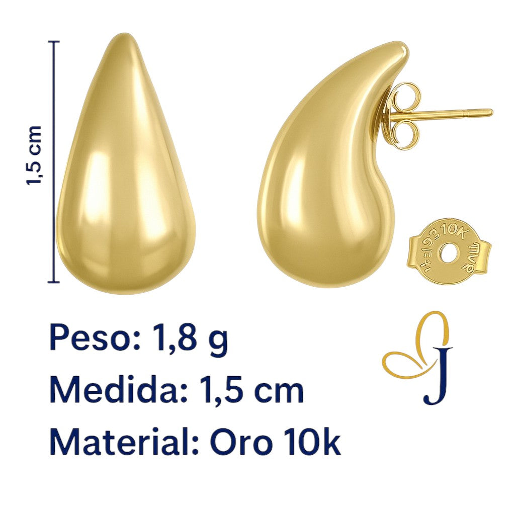 Arete  De Oro 10k En Forma De Gota