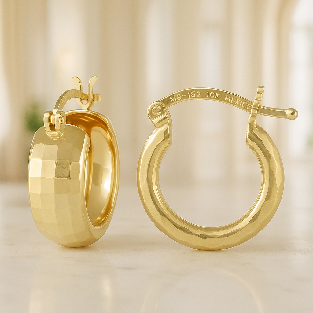 Arracada Bangle De Oro 10k Diamantado Domino, 6mm de ancho