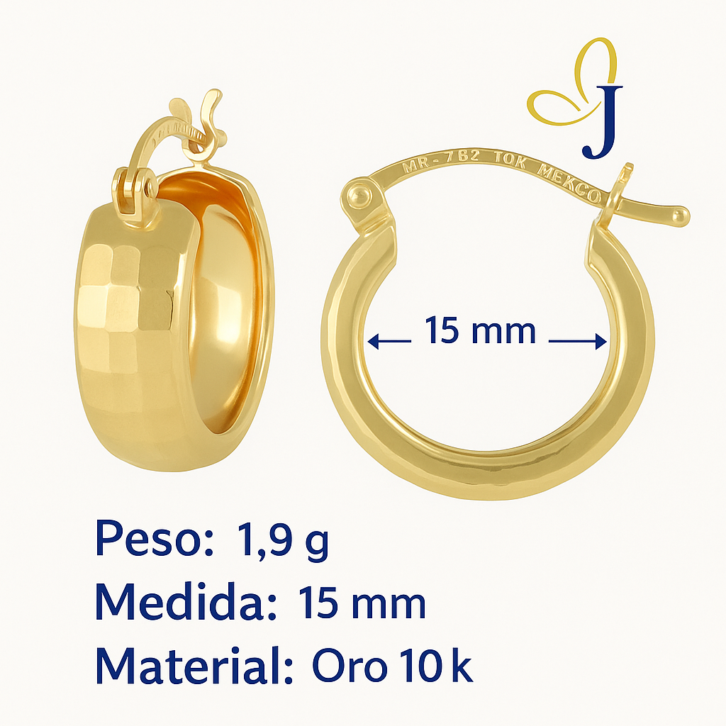 Arracada Bangle De Oro 10k Diamantado Domino, 6mm de ancho