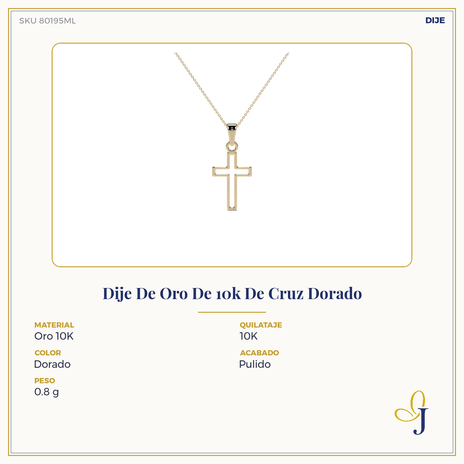 Dije De Oro De 10k De Cruz