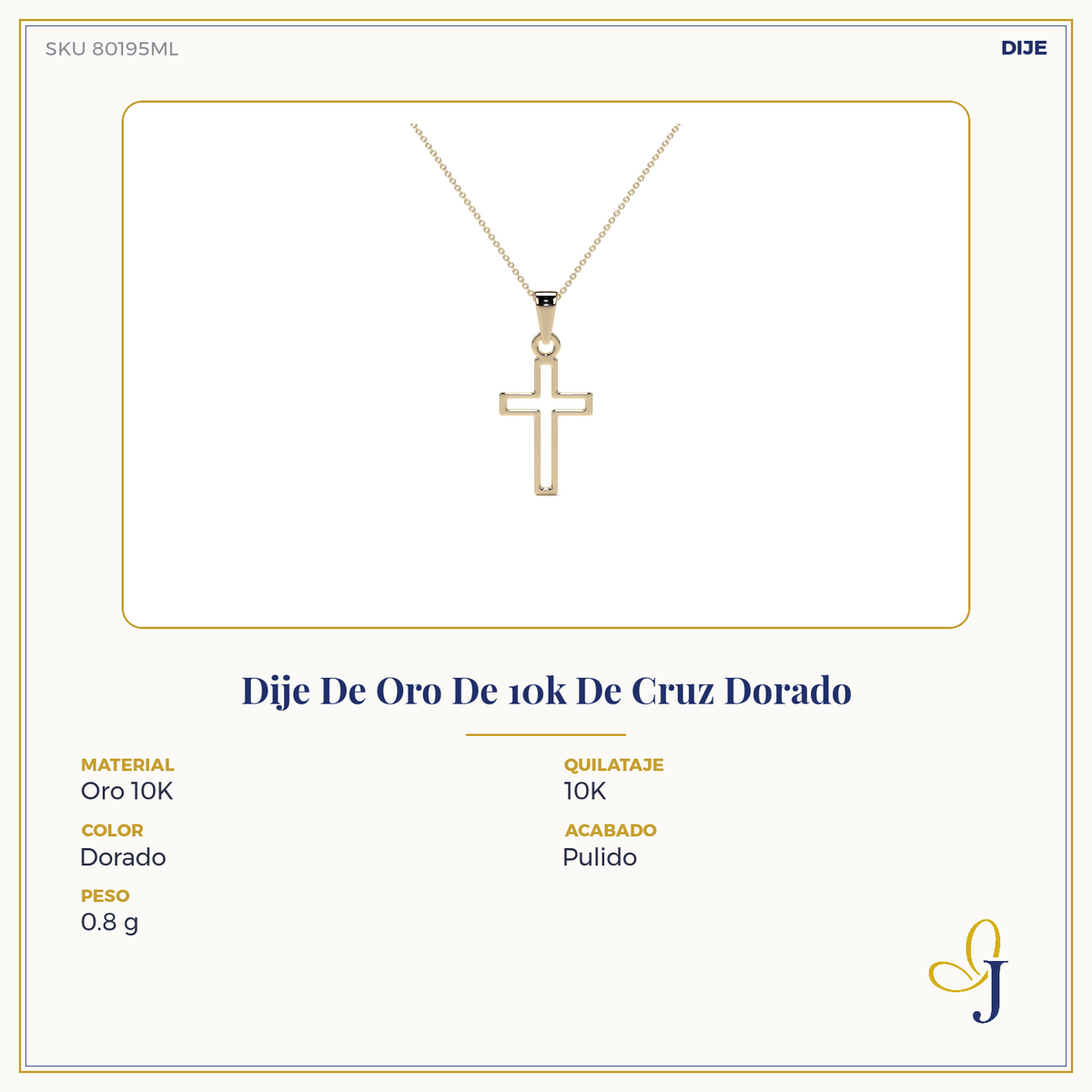 Collar Para Mujer De Oro De 10k De Cruz
