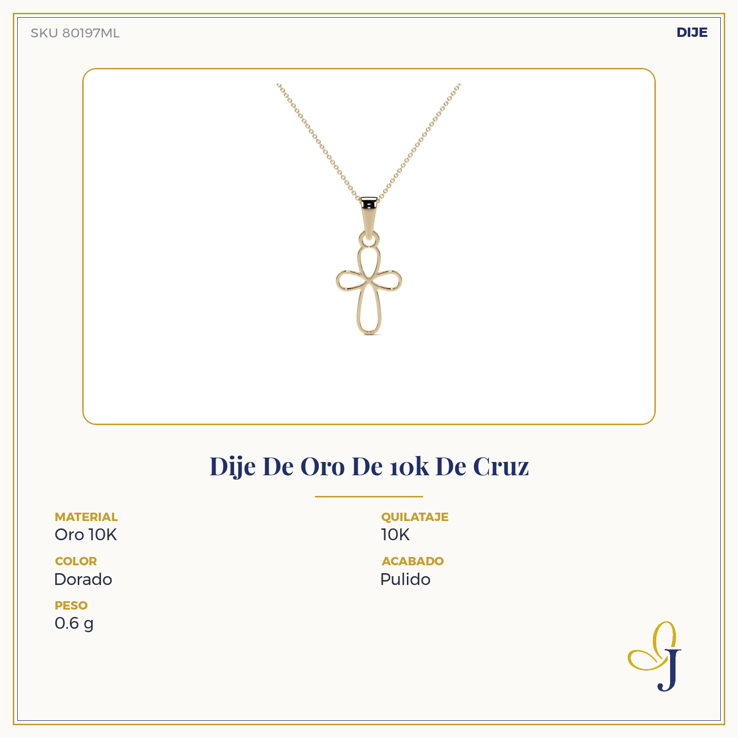 Dije De Oro De 10k De Cruz