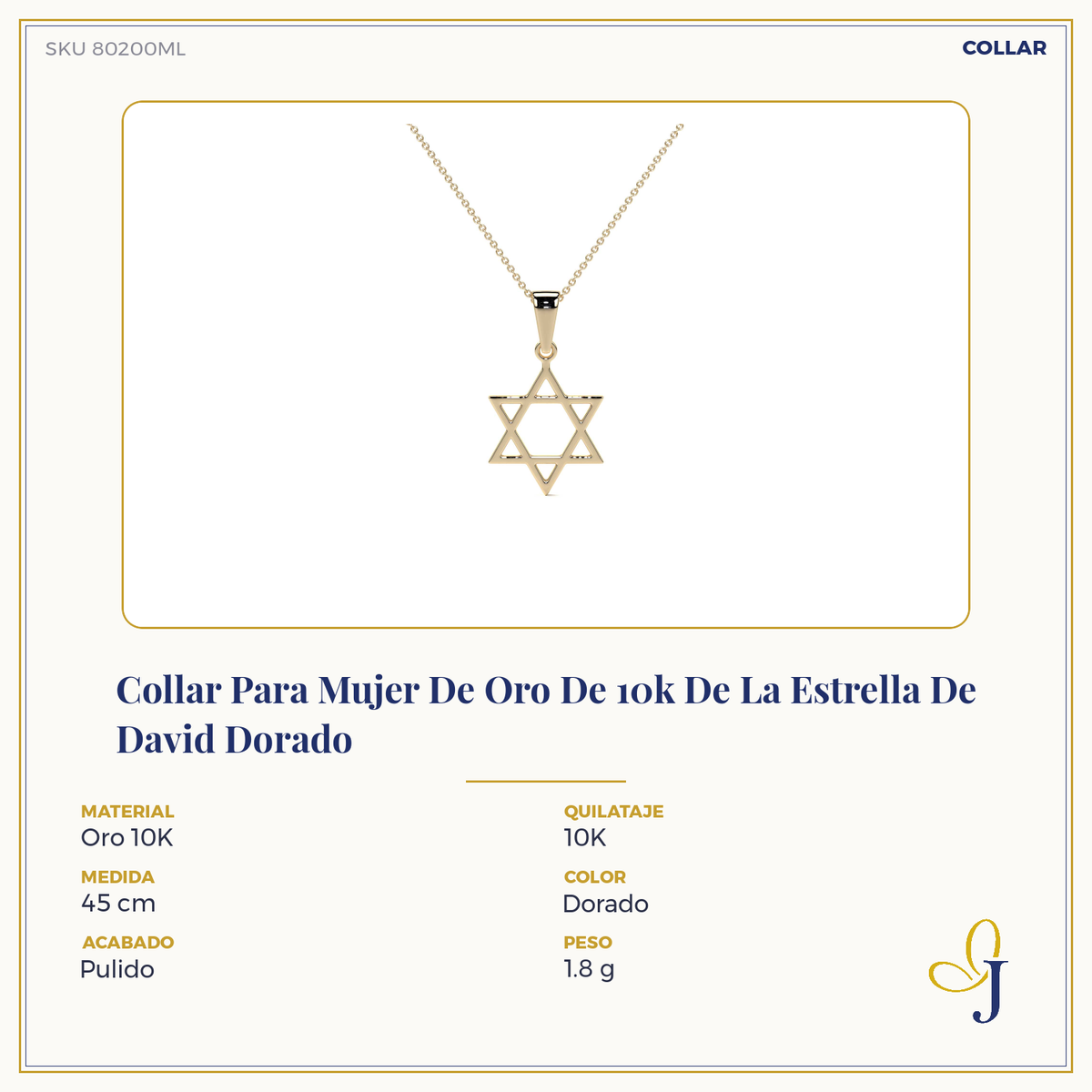 Dije De Oro De 10k De Estrella De David