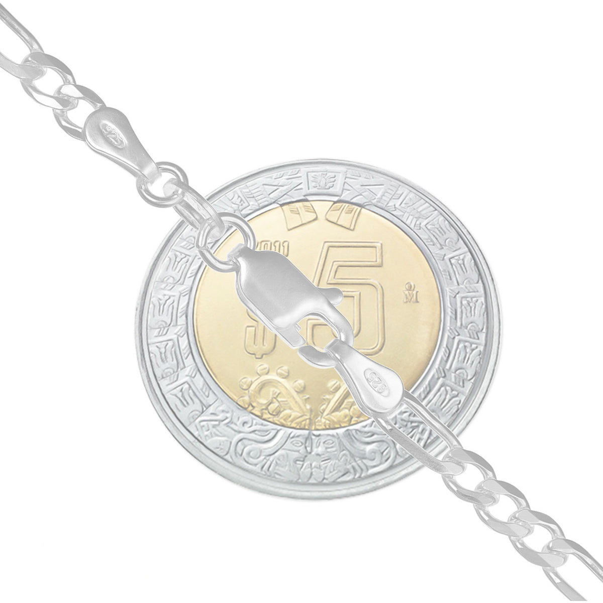 Pulsera De Plata 925 3x1 Figaro 18cm Calibre 4.1mm Italiana