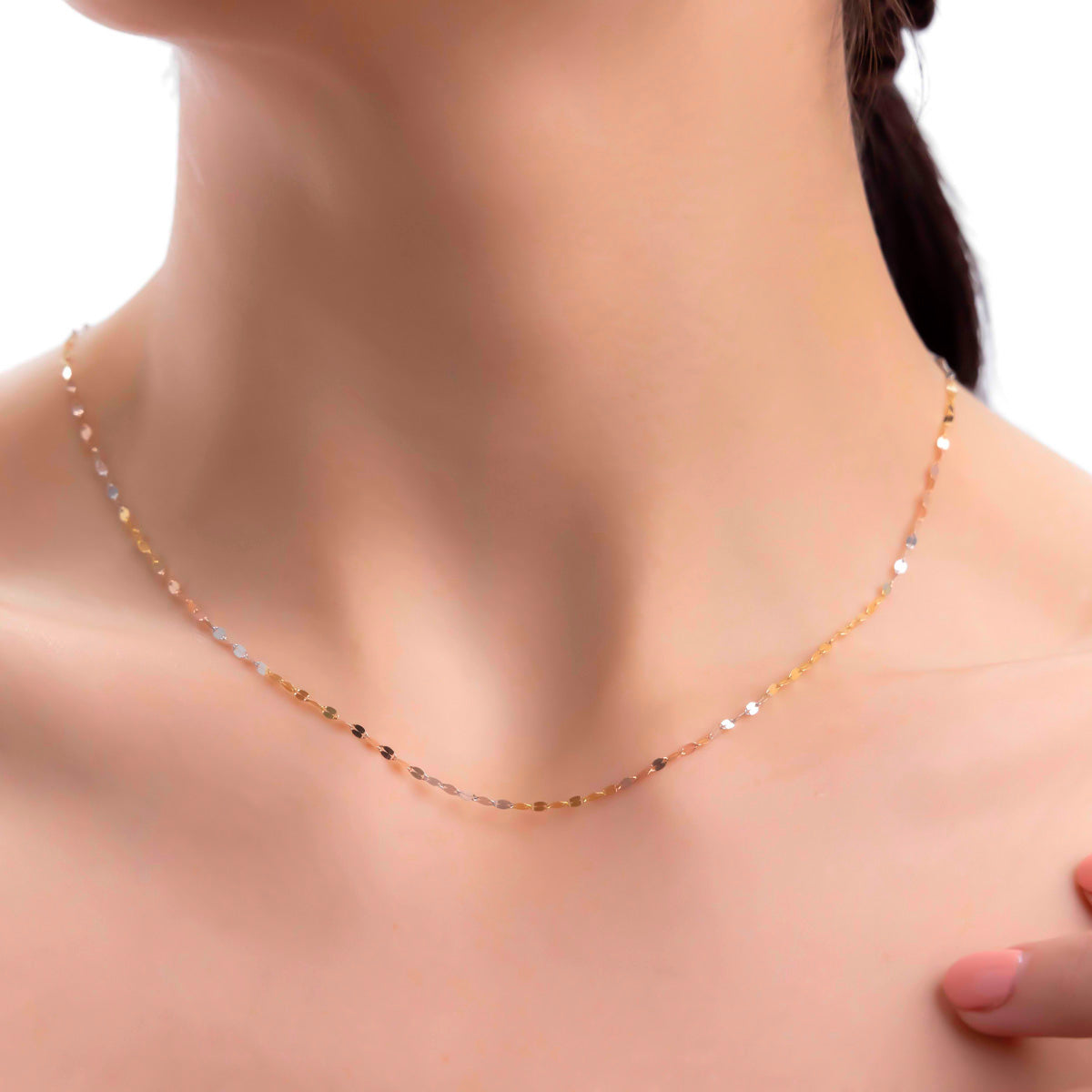 10k Italian Gold Chain, Coffee Bean, 40 cm, 1mm gauge