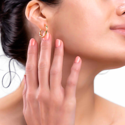 15mm 10k Gold Italian Diamond Hoop Earrings