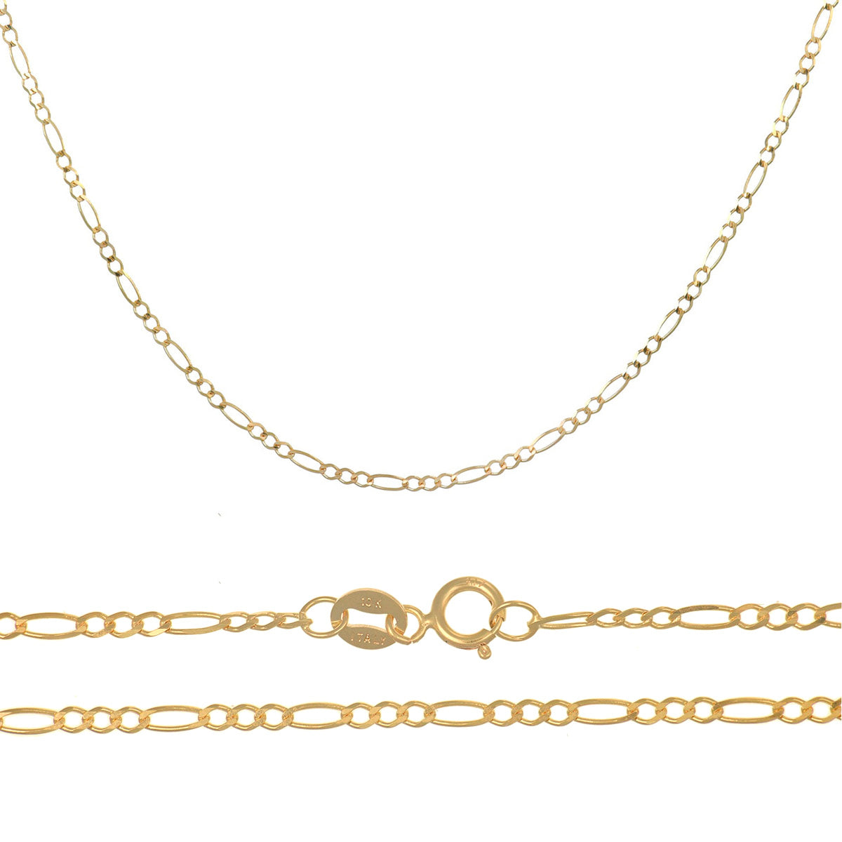 Cadena Italiana Figaro Solida De 14 Quilates 2mm, 40 Cm