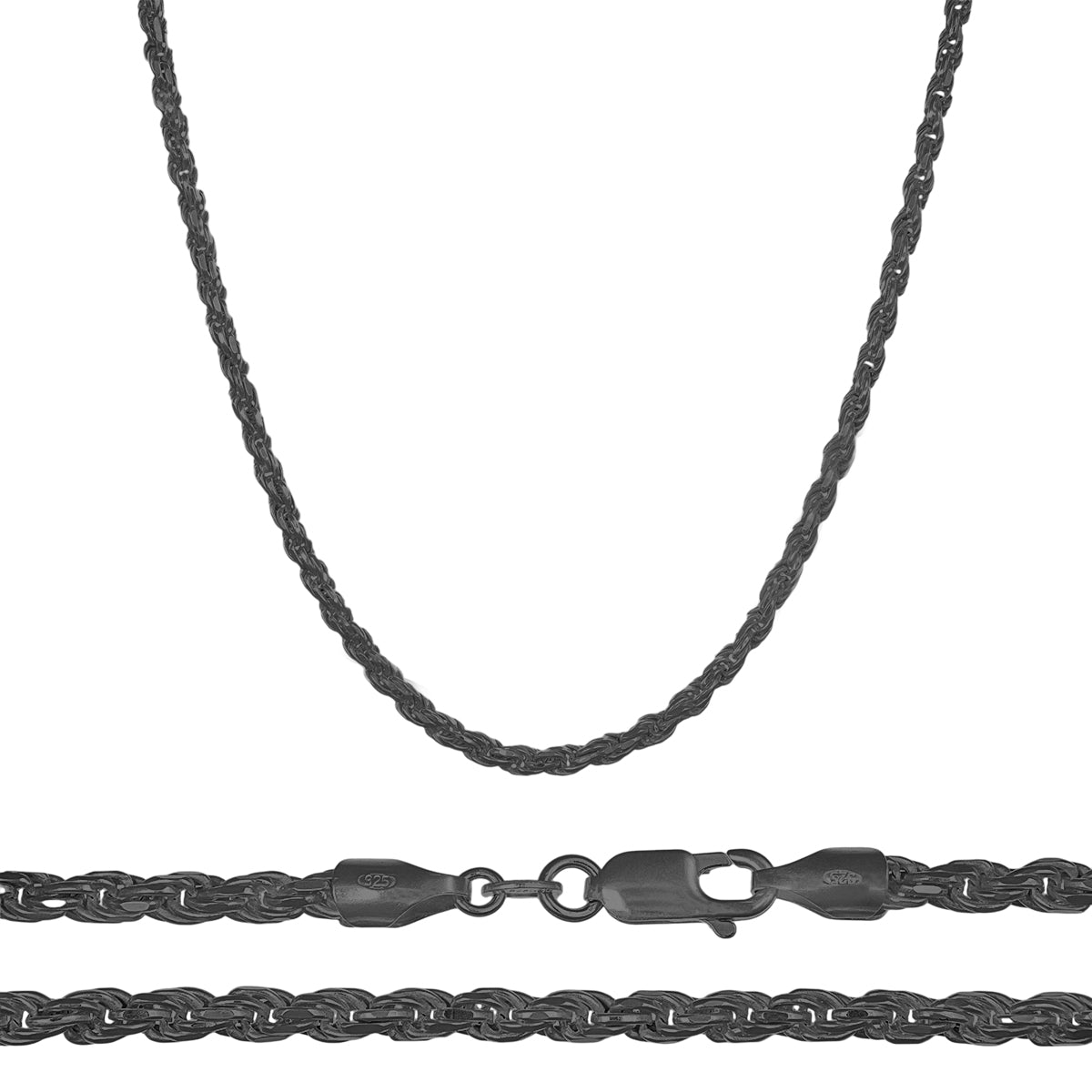 Cadena De Plata 925 Estilo Torsal Calibre 1.9 Mm, 4 Colores