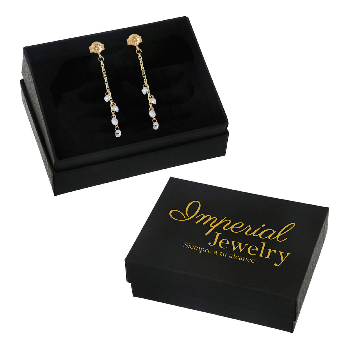 Aretes Para Mujer De Oro De 14k, 42 Mm Con Piedra Zirconia