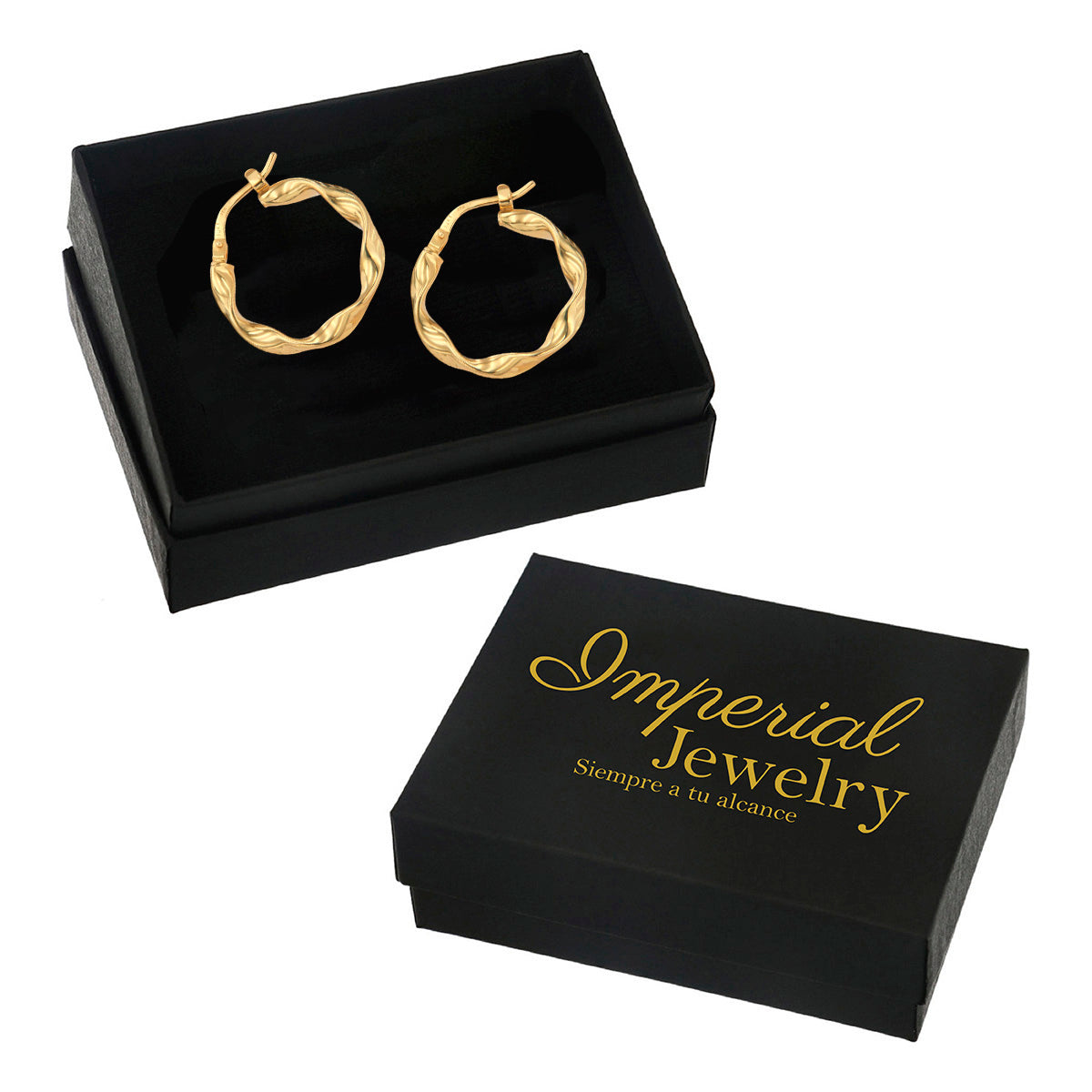 15mm 10k Gold Italian Diamond Hoop Earrings