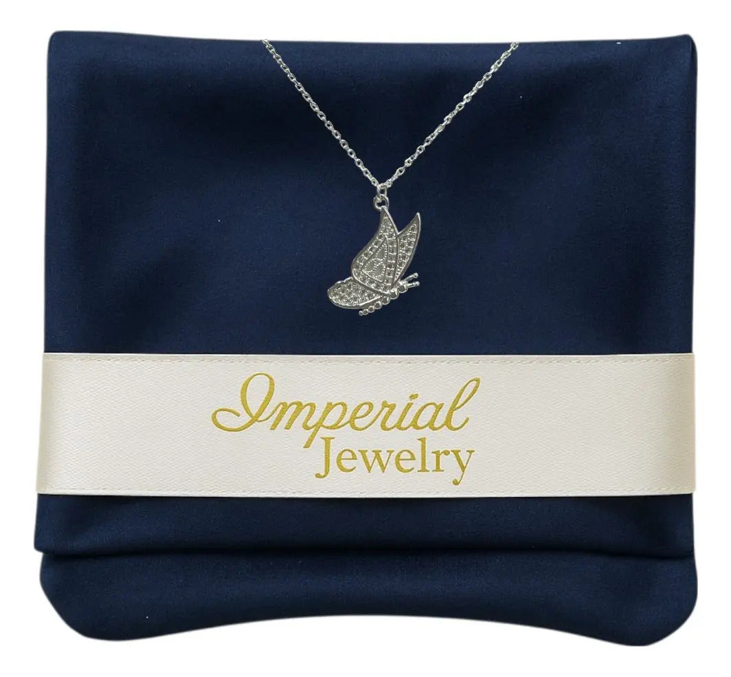 Collar De Mariposa Para Mujer De Plata 925, Medida 45 Cm Plateado