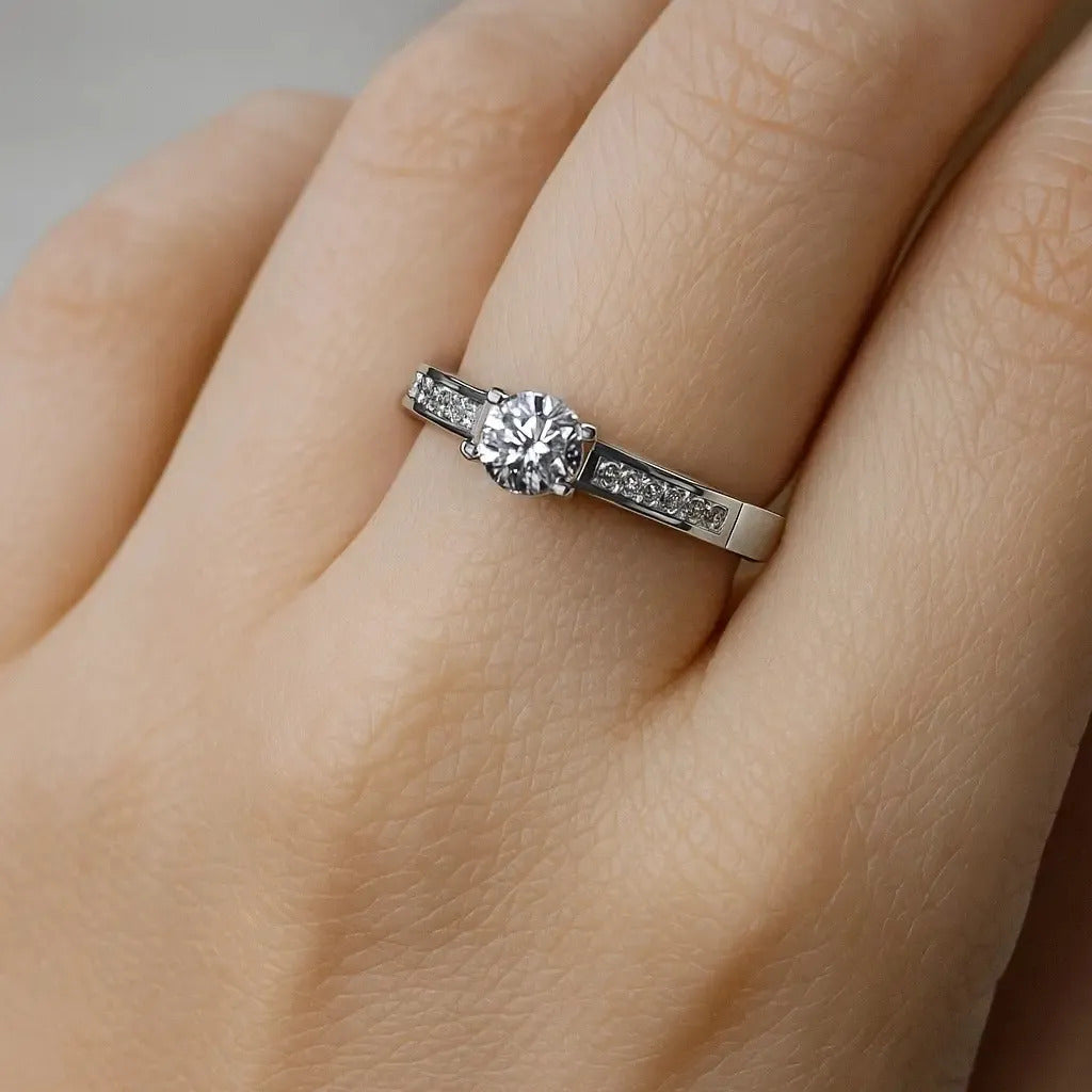 Anillo Solitario Para Mujer De Plata 925, Medida 7