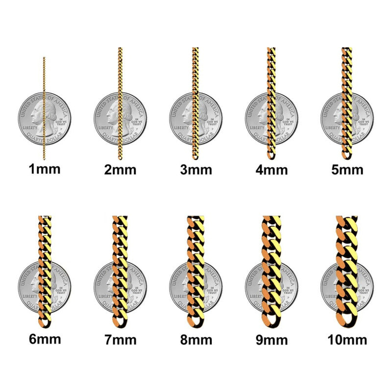 Cadena Italiana De 10k, Estilo Cubana, Calibre 2mm