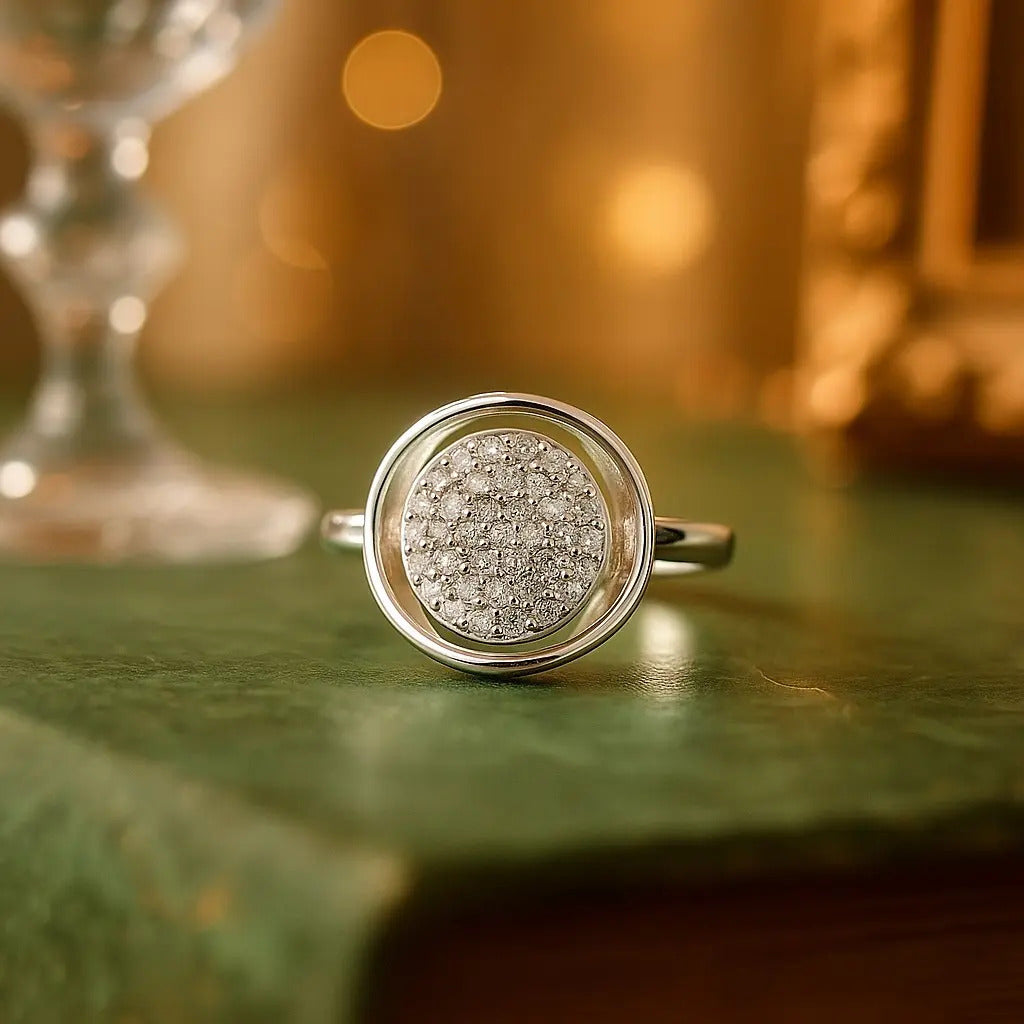 Anillo De  Circulos Con Zirconias Para Mujer De Plata 925