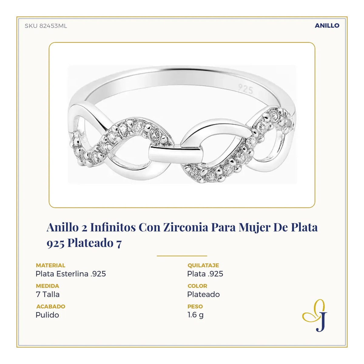 Anillo 2 Infinitos Con Zirconia Para Mujer De Plata 925