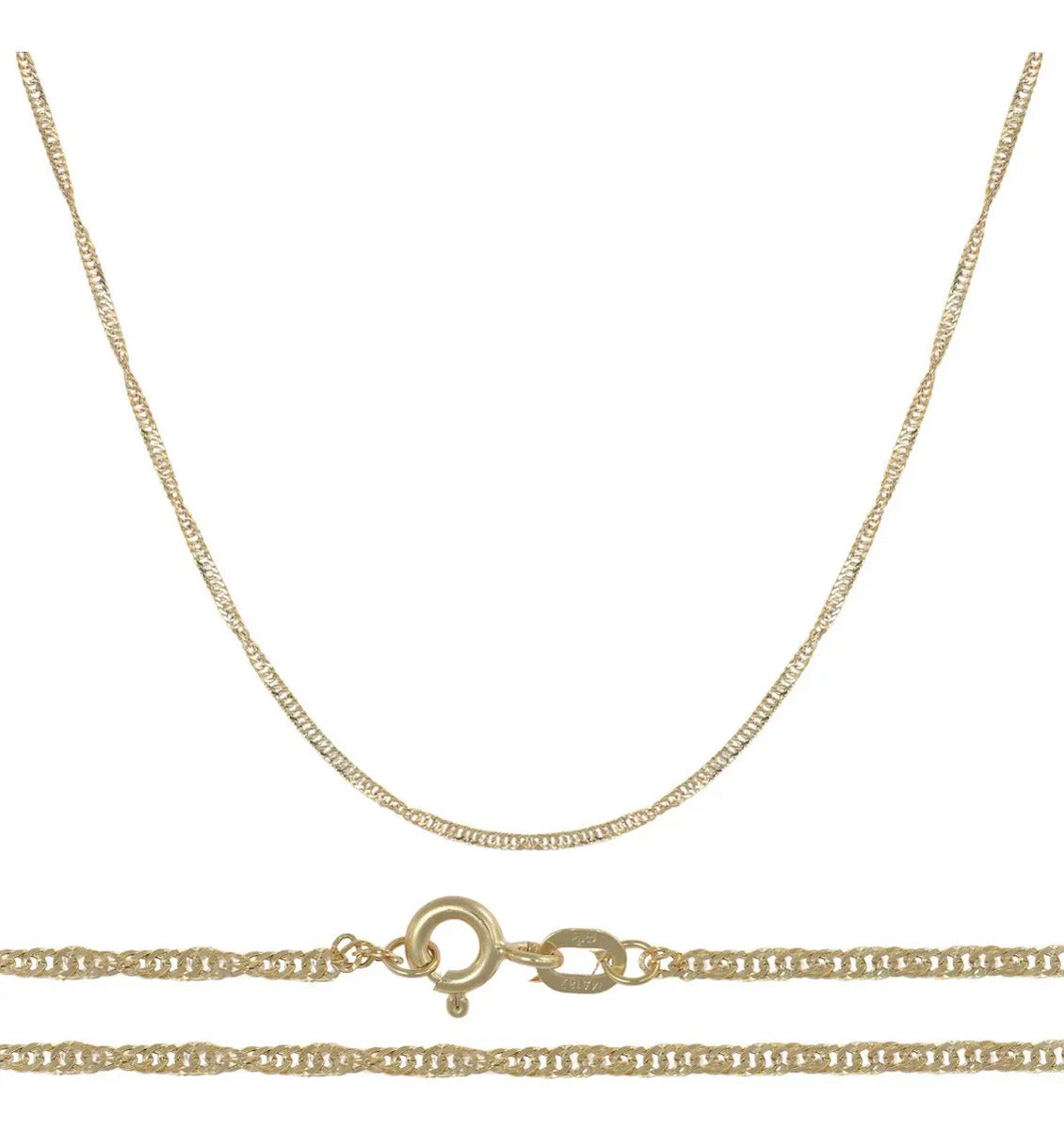 Cadena De Oro 10k Singapur 2 Mm, 40 cm