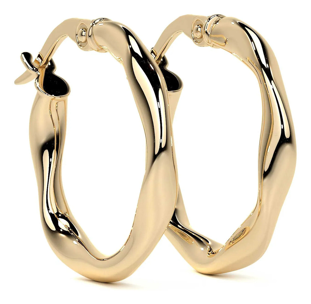 Arracada De Oro Italiana De 14k Torsida De 15 Mm