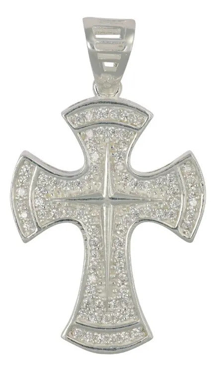 Dije Turco De Plata Ley 925 De Cruz Gresa Con Zirconia